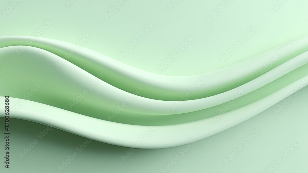 Obraz premium Smooth and Soft Flowing Lines in Light Green Tones Creating a Serene and Calming Abstract Background for Design Projects and Creative Work