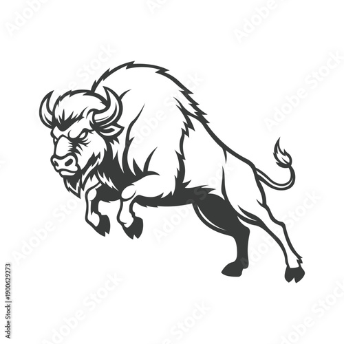 bison mascot logo illustration vector design template modern style