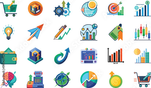 Business Growth Mindset Concept with Brain Illustration in Flat Design Vector