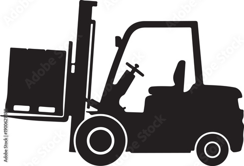 Forklift truck silhouette with pallet isolated on transparent background for logistics and warehouse operations