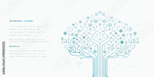 Digital tree illustration representing interconnectedness and technology growth