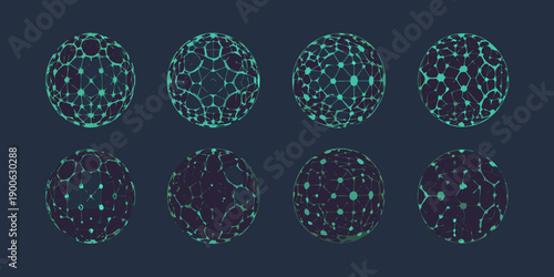 Abstract geometric patterns resembling cellular structures in varying stages