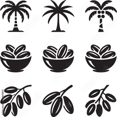 A Bountiful Silhouette of Ramadan Dates - Embracing the Spirit of Generosity - Illustration of Ramadan Dates - Ramadan Dates Vector - Ramadan Silhouette