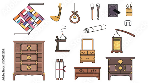 A collection of various furniture and home decor items on display