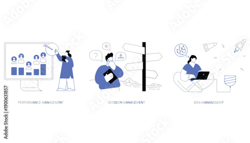 A businesswoman engaged in performance, decision, and idea management processes