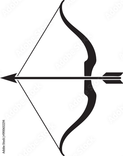 Archer bow and arrow simple silhouette icon vector.