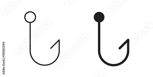 Fishing Hook icons. Vector linear icon isolated on white background.