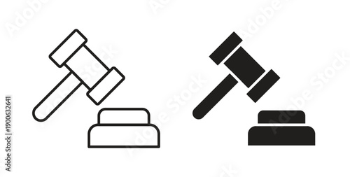 Gavel icons. Vector linear icon isolated on white background.