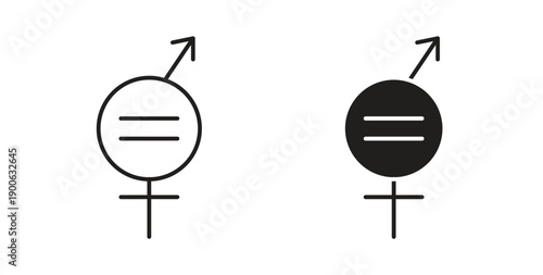 Gender equality icons. Vector linear icon isolated on white background.