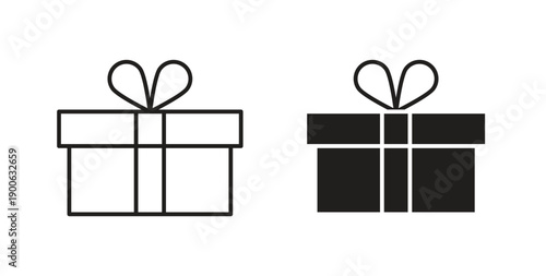 Gift box icons. Vector linear icon isolated on white background.