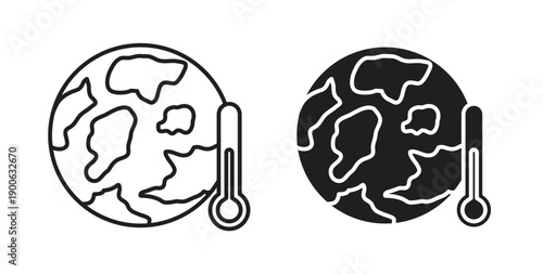 Global warming icons. Vector linear icon isolated on white background.