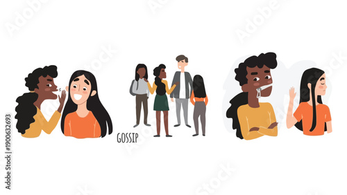 A group of diverse people engaging in conversation and gossip