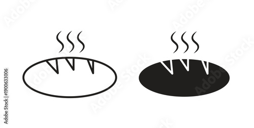 Hot bread icons. Vector linear icon isolated on white background.