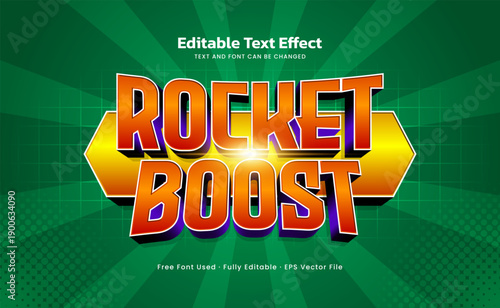 Rocket Boost Editable Text Effect - Futuristic Speed Style Typography for Game and Technology Design
