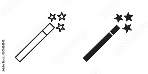 Magic wand icons. Vector linear icon isolated on white background.