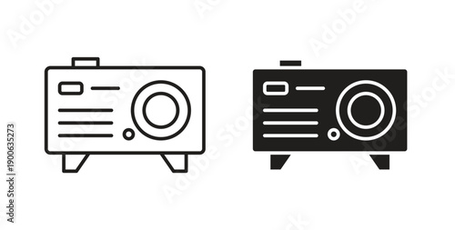 Multimedia projector icons. Vector linear icon isolated on white background.