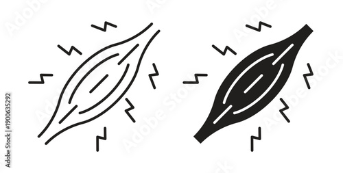 Muscle pain icons. Vector linear icon isolated on white background.