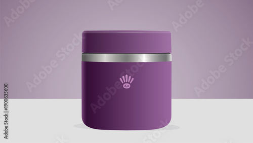 Purple Food Jar mug, Insulated Food Jar isolated on white background, vector illustration, realistic mug design, suitable for keeping meals hot or cold, Food Jar insulated mug realistic design