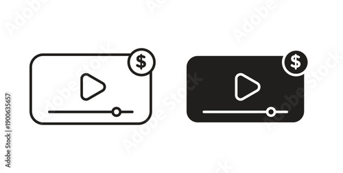 Paid media icons. Vector linear icon isolated on white background.