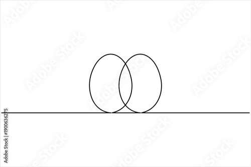 Single line egg design, continuous one line art Easter symbol, line art eggs drawing shape vector illustration
