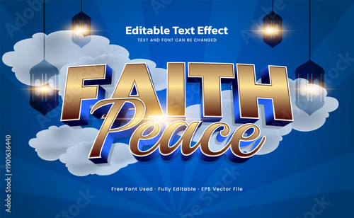 Faith Peace Editable Text Effect - Elegant Islamic Typography for Religious and Celebration Design
