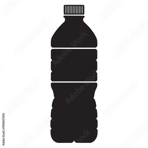 Plastic Water Bottle Silhouette Isolated on White Background