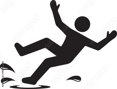 Slipping person silhouette falling down icon flat design style vector illustration