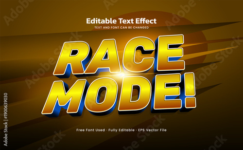 Race Mode Editable Text Effect - Fast Racing Style Typography for Game and Action Design
