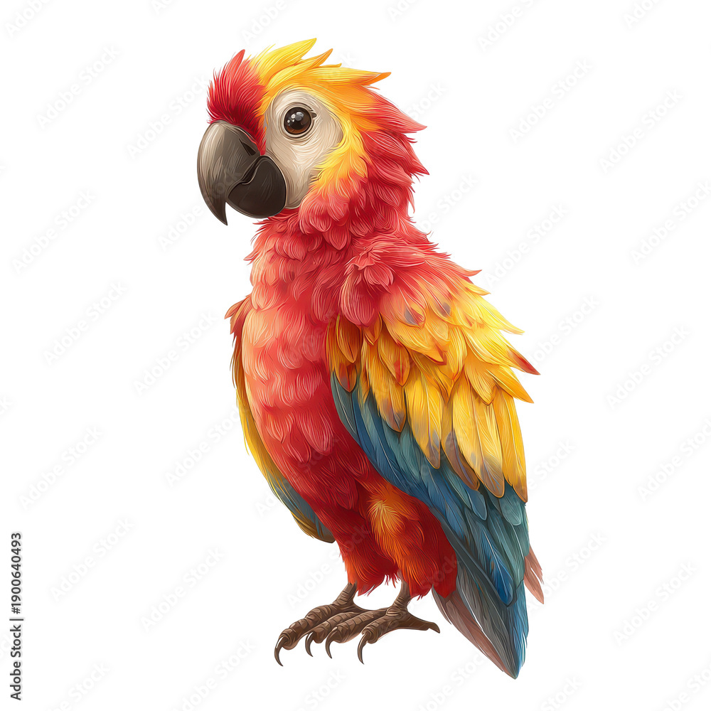 Obraz premium Cute parrot cartoon colorful on transparent background