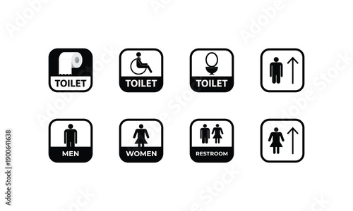 Men Women Unisex Handicapped Toilet Paper Restroom WC Sign Icons