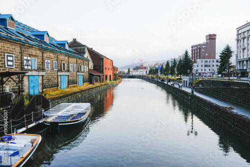 Historic Otaru Canals in Otaru, Hokkaido Prefecture, Japan in the afternoon