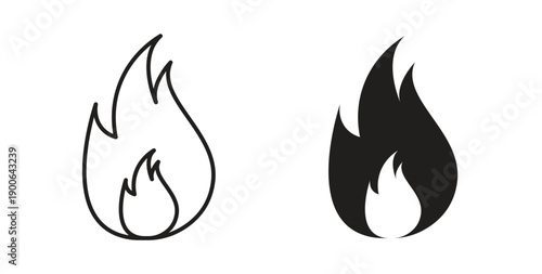 Flame icon in line design. editable stroke icons pack