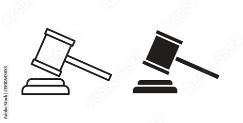 Gavel icon in line design. editable stroke icons pack