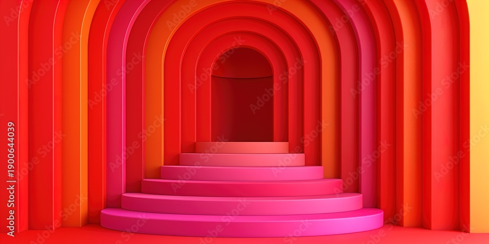 Fototapeta premium Vibrant Gradient Archway Leading to Bright Light