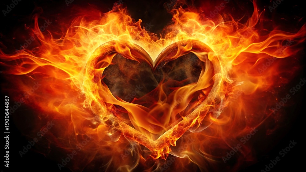 Fototapeta premium Graphic image of a heart on fire