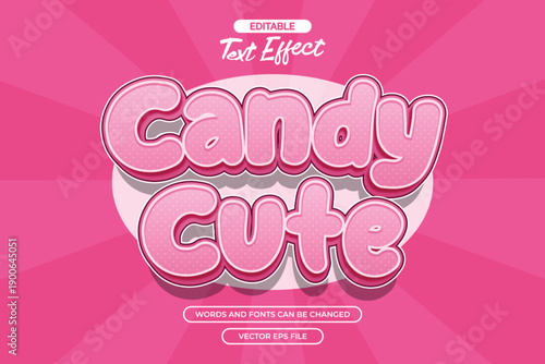 Candy cute editable text effect with pink text style and with pink background