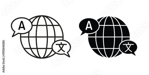 Language icon in line design. editable stroke icons pack