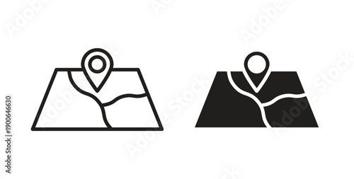 Map icon in line design. editable stroke icons pack