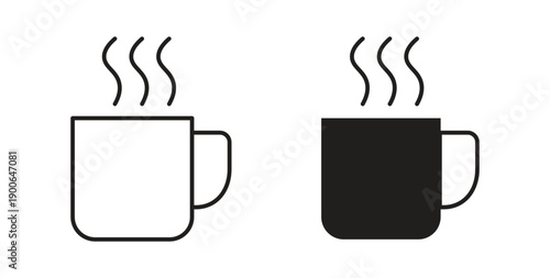 Mug icon in line design. editable stroke icons pack