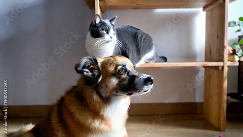 Harmony Unleashed: Dog and Cat Coexistence in Cozy Home Space