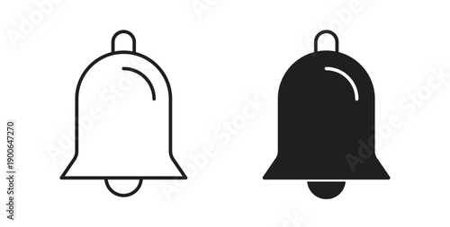 Notification bell icon in line design. editable stroke icons pack