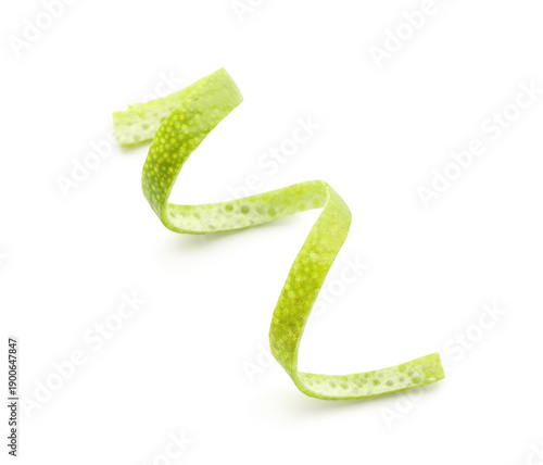Fotografi Fresh lime peel isolated on white background, closeup
