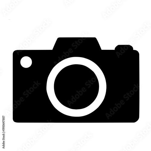Camera Icon Solid Black Minimal Flat Design Symbol