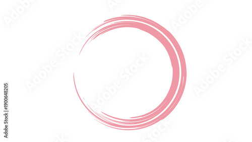 Serene abstract brushstroke circle, rendered in soft shades of pink, gracefully evoking the zen enso symbol of enlightenment and harmony on a white background.