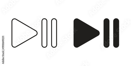 Play pause icon in line design. editable stroke icons pack