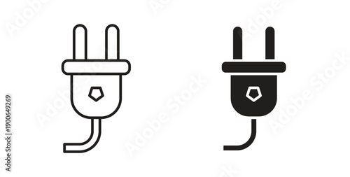 Plug icon in line design. editable stroke icons pack