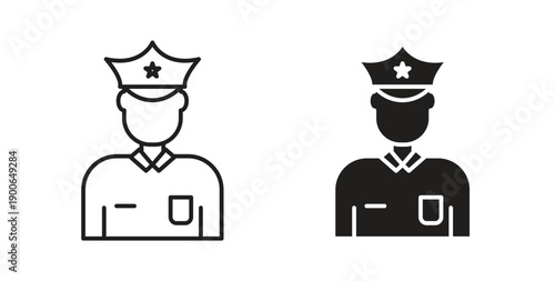 Police icon in line design. editable stroke icons pack