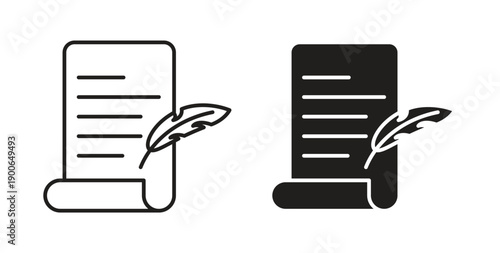 Quill icon in line design. editable stroke icons pack