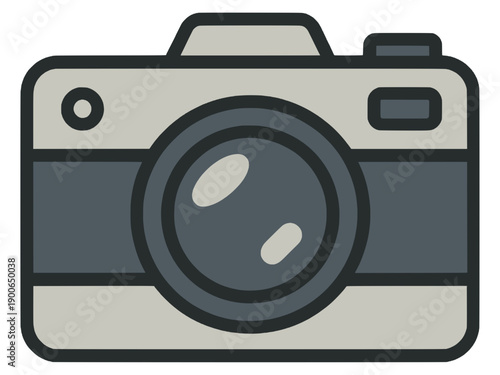 Flat design gray digital camera