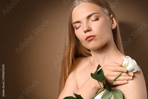 Beautiful blonde woman with...